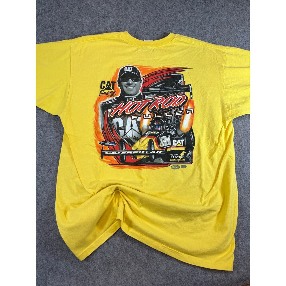 CAT Racing Shirt Mens Yellow Short Sleeve Hot Rod Fuller NHRA Caterpillar XL